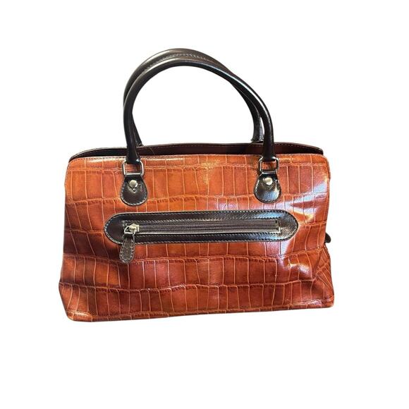 M C Marc Chantel Gator LEATHER Embossed Heart Basket Weave Handbag Purse - Picture 3 of 10